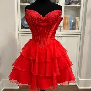 Elegant Red Strapless Dress